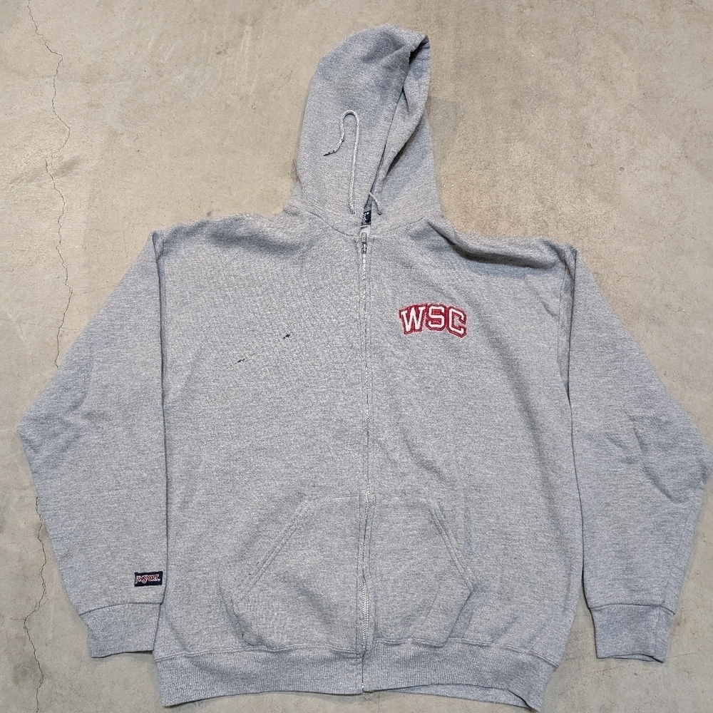 VTG Jansport WSU Cougars Hoodie Full Zip Gray Flaws USA Made Mens XL